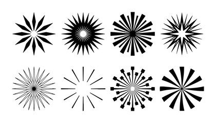 Obraz premium Radial Burst Starbursts, Sunburst Graphics, Abstract Explosions, Geometric Star Shapes, Vector Elements