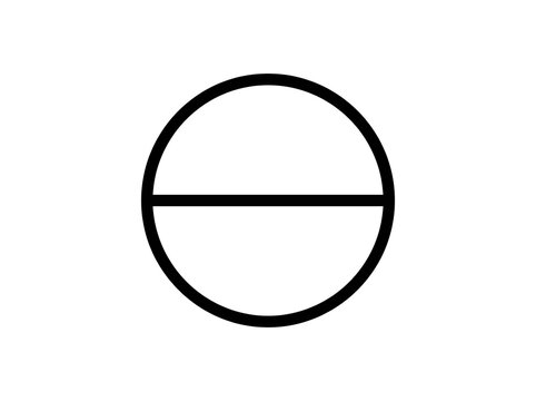 Simple half circle icon with dividing line
