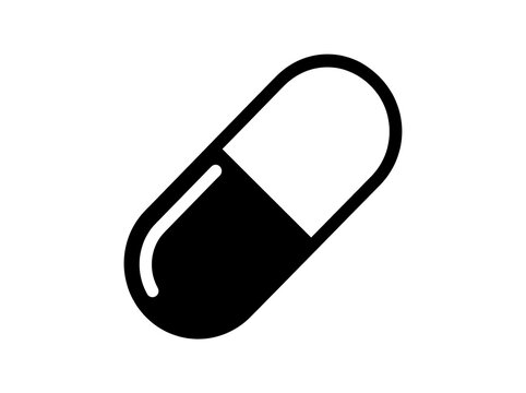 Simple black capsule pill icon