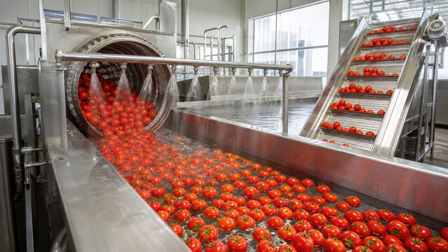 Tomato Washing Water Flume in Industrial Fresh Produce Processing