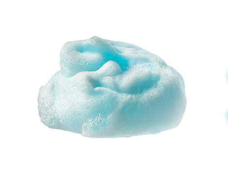 Shiny blue white gel shaving foam isolated on transparent