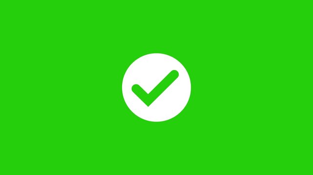 Check mark on green background with alpha channel. approved tick mark icon, Check mark icon animation, right mark icon. Animated tick mark icon. Check mark animation on circle