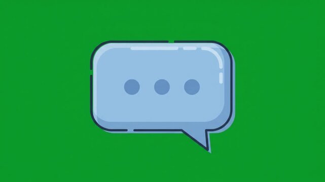 Animated chat bubble icon with three dots indicating typing activity on green screen