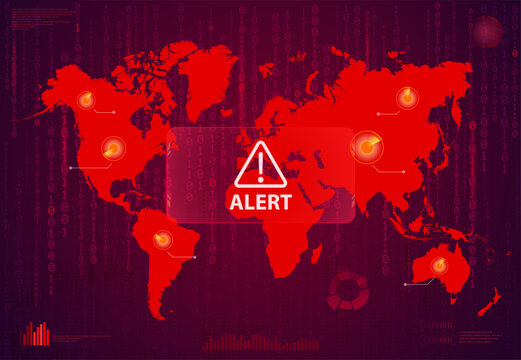 Alert Warning Attack on Screen World Map illustration vector