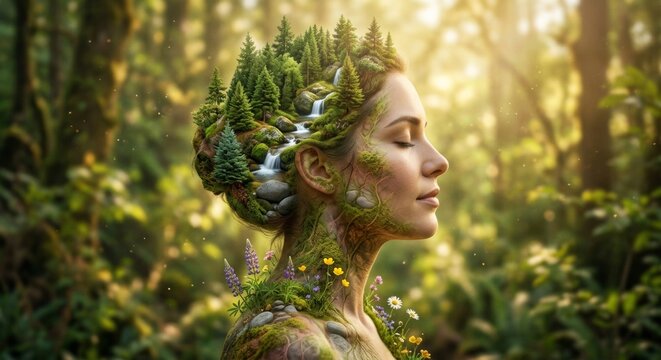 Surreal art depicting the deep bond between humans and nature