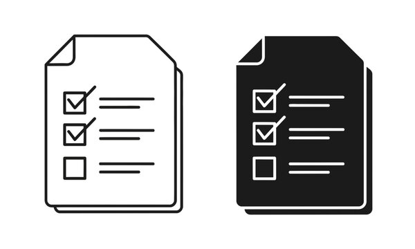 Set of two checklist icons featuring a paper document with completed tasks and empty checkboxes for business planning