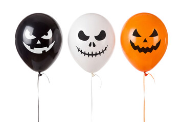 Halloween face balloons with strings isolated on transparent background © Photo Find