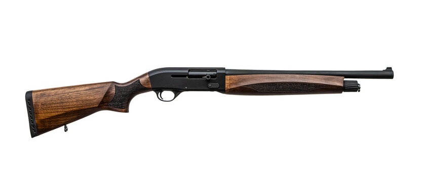 Classic wooden hunting shotgun side view