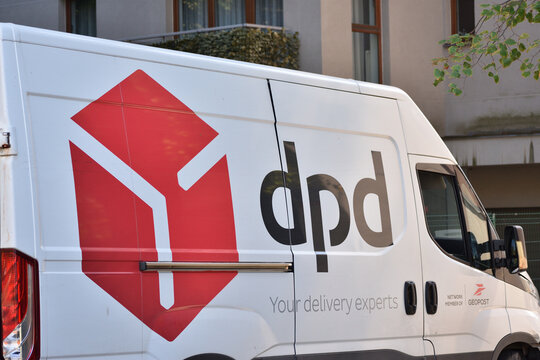 DPD Dynamic Parcel Distribution van for delivery with logo, emblem. WARSAW, POLAND - AUGUST 8, 2026