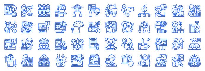 Fototapeta premium Corporate management and financial risk line icon set for banking and insurance