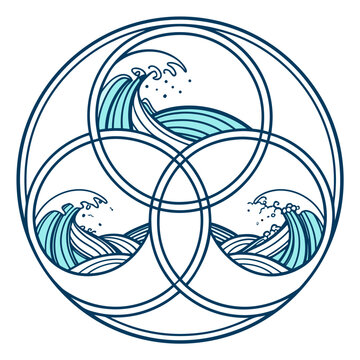 Geometric ocean wave circles pattern graphic design