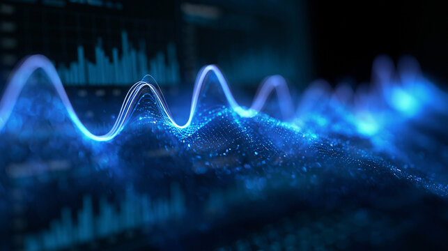 Abstract Digital Data Analytics Wave with Financial Charts
