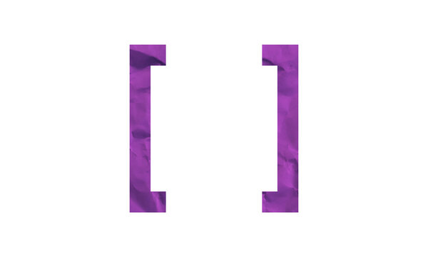 Purple square brackets isolated on white background for web design and coding interface.