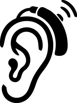 Hearing aid and ear vector icon for hearing support, accessibility and medical care