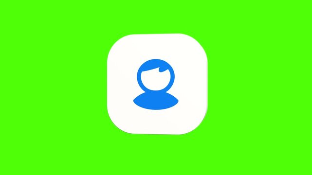 3D animated character icon of a young man in casual wear on a white rounded card with a green screen background. Smooth loop motion, perfect for profile avatar, UI, and video editing. 