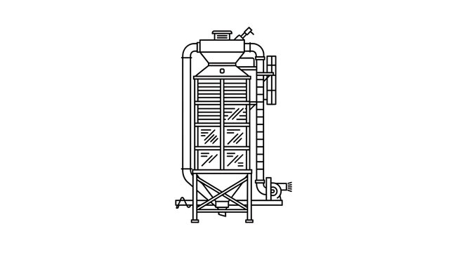 Industrial grain dryer equipment outline icon for agricultural processing