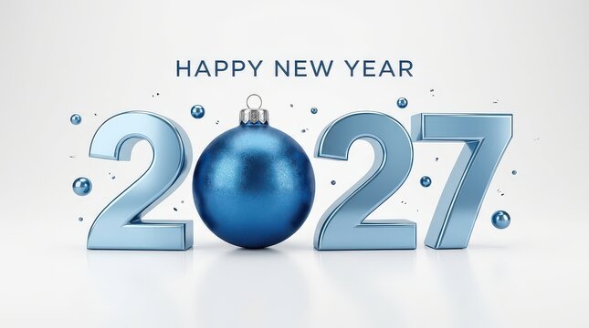 2027 New Year Celebration with Blue Baubles happy new year