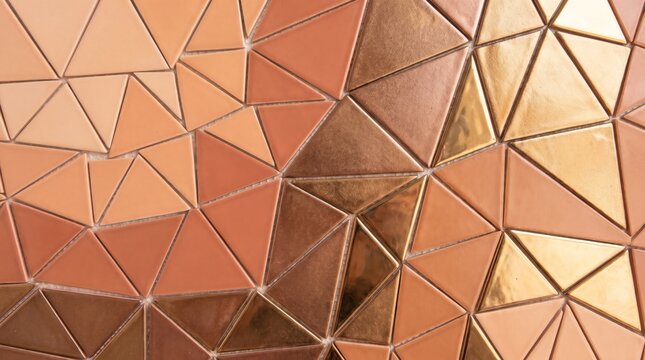 Copper geometric triangle pattern texture for warm metallic backdrop