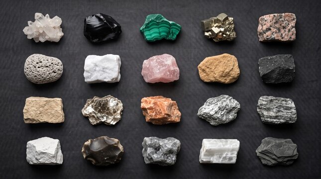 Rough precious gemstones collection.