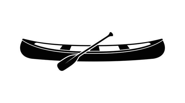 Canoe with oar depicted as a black silhouette