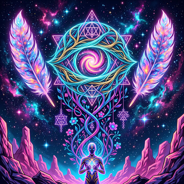 Cosmic Sacred Geometry Mandala & Third Eye Visionary Portal