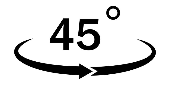 Forty five degree angle rotation icon with a circular arrow symbol