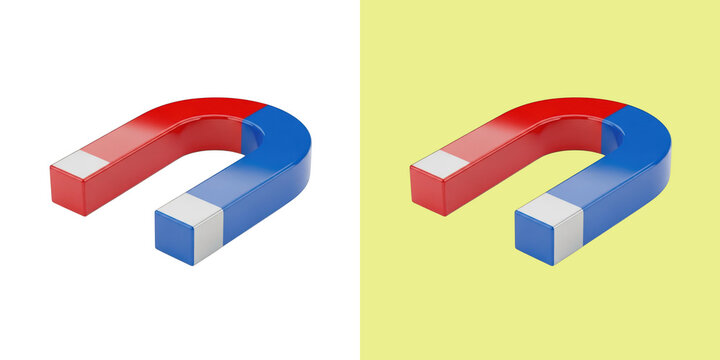 Classic Red and Blue Horseshoe Magnet 3D Object