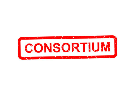 Red rubber stamp with word consortium illustration