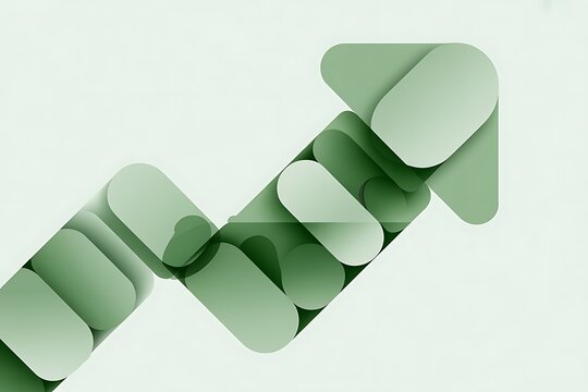 3D green paper chain link design for business growth and teamwork concepts