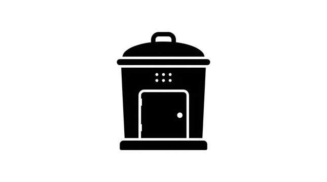 Minimalist black compost bin icon representing sustainable waste management practices for modern eco friendly households