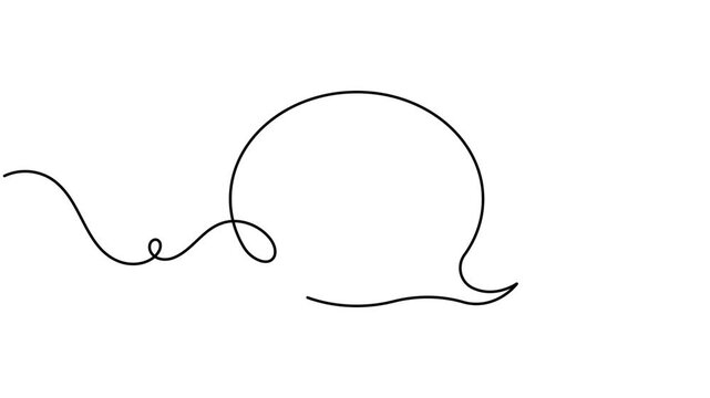 Animated gear inside a speech bubble icon sign continuous one line drawing moving on white background minimalist single art representing communication settings and technical support symbol animation