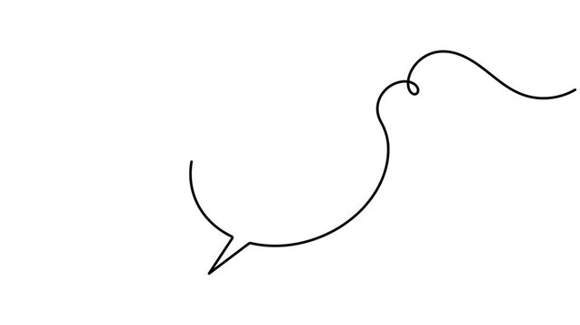 Animated gear inside a speech bubble icon sign continuous one line drawing moving on white background minimalist single art representing communication settings and technical support symbol animation