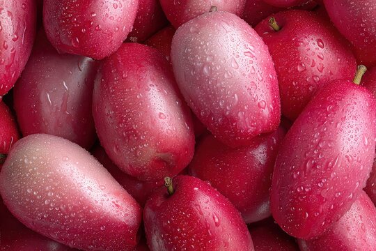 Dense Pink Java Apple Pattern with Water Droplets