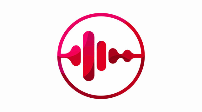 Red frequency pulse sound wave logo icon.