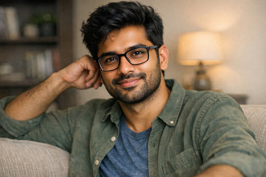 Happy young man with glasses