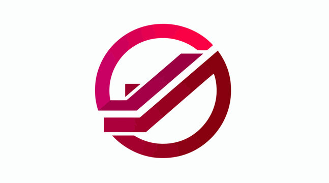 Red abstract circular logo with parallel diagonal lines.