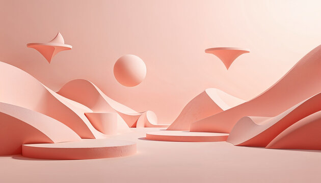Abstract Soft Shapes in Pastel Pink