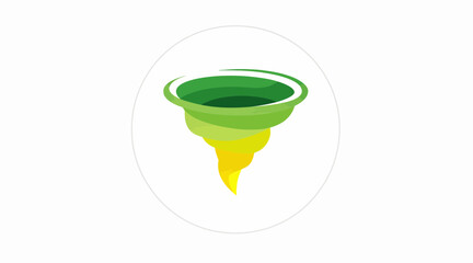 Green and yellow tornado funnel graphic icon.