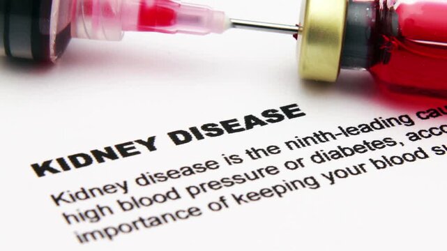 Kidney Disease Medical Concept with Syringe and Medication Vial