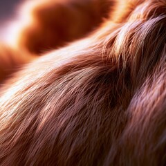 Naklejka premium Macro view of fox fur showing smooth texture and natural detail. The warm light enhances the rich colors. This captures nature up close.