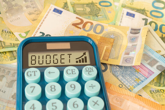 Budget Planning and Financial Growth Concept with Euro Money and Calculator.