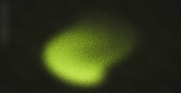 Glowing green gradient sphere on black background, abstract grainy noise texture blurry ambient globe planet retro poster banner cover flyer backdrop design