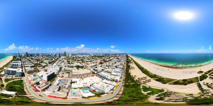 Aerial 360 drone vr tour of Miami Beach South Beach