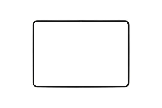 Generic modern tablet computer mockup in landscape orientation with blank screen isolated on white background