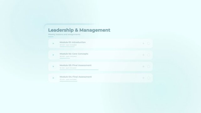 Leadership and management online course curriculum interface design layout