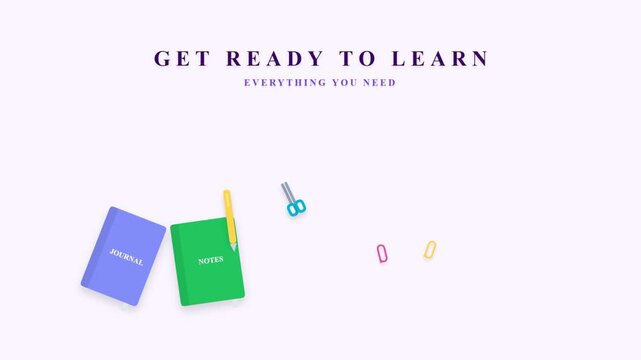 School supplies and education concept with journals and stationery items