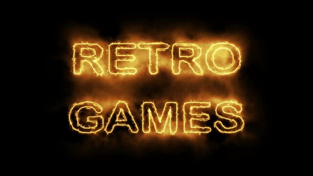 Glowing Retro Games Neon Typography on Black Background