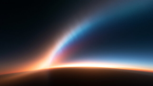 Glowing Planet Horizon with Energy Beam in Deep Space
