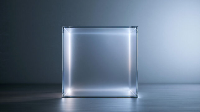 Illuminated Glass Podium Square Frame for Product Mockup