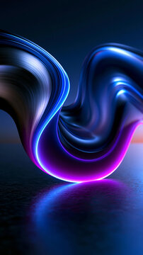 Abstract Futuristic Wave with Neon Blue and Purple Light